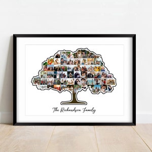 May include: A framed photo collage of a family tree with multiple pictures of people. The tree is made of photos and the text "The Richardson Family" is at the bottom of the image.