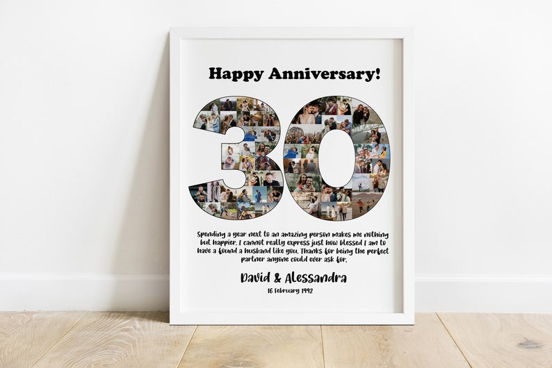 Personalized 30th Anniversary Gift, 30th Anniversary Photo Collage Gift, 30th Anniversary Collage Gift for Parents, 30 Years of Marriage image 8