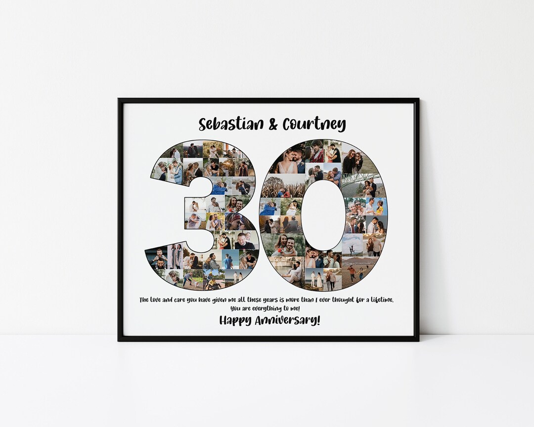 Personalized 30th Anniversary Gift, 30th Anniversary Photo Collage Gift