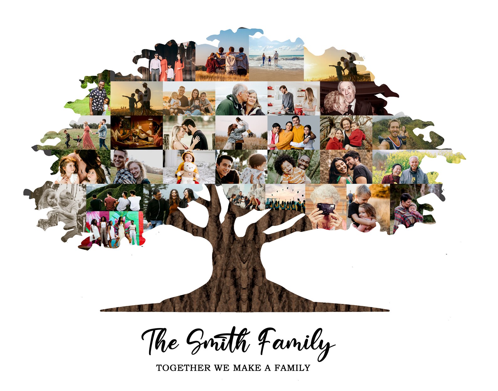 Custom Family Tree Photo Collage Gift, Family Tree Personalised Gift ...