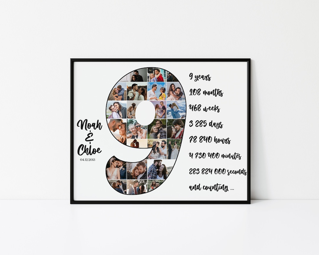 9th Anniversary Gift for Husband, Custom 9 Year Anniversary Collage ...