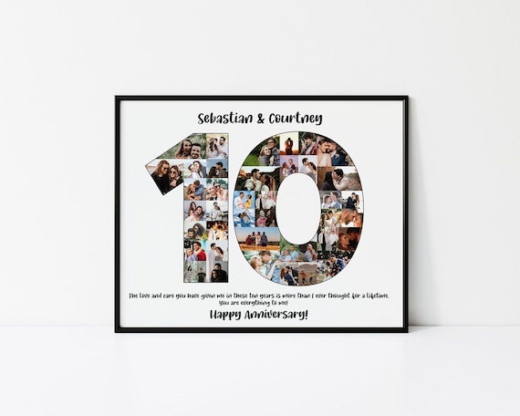 Regalo personalizado de aniversario de 10 años para esposo Regalos de  aniversario de 10 años para parejas Regalo de collage de fotos de  aniversario de boda de 10 años para él -  México
