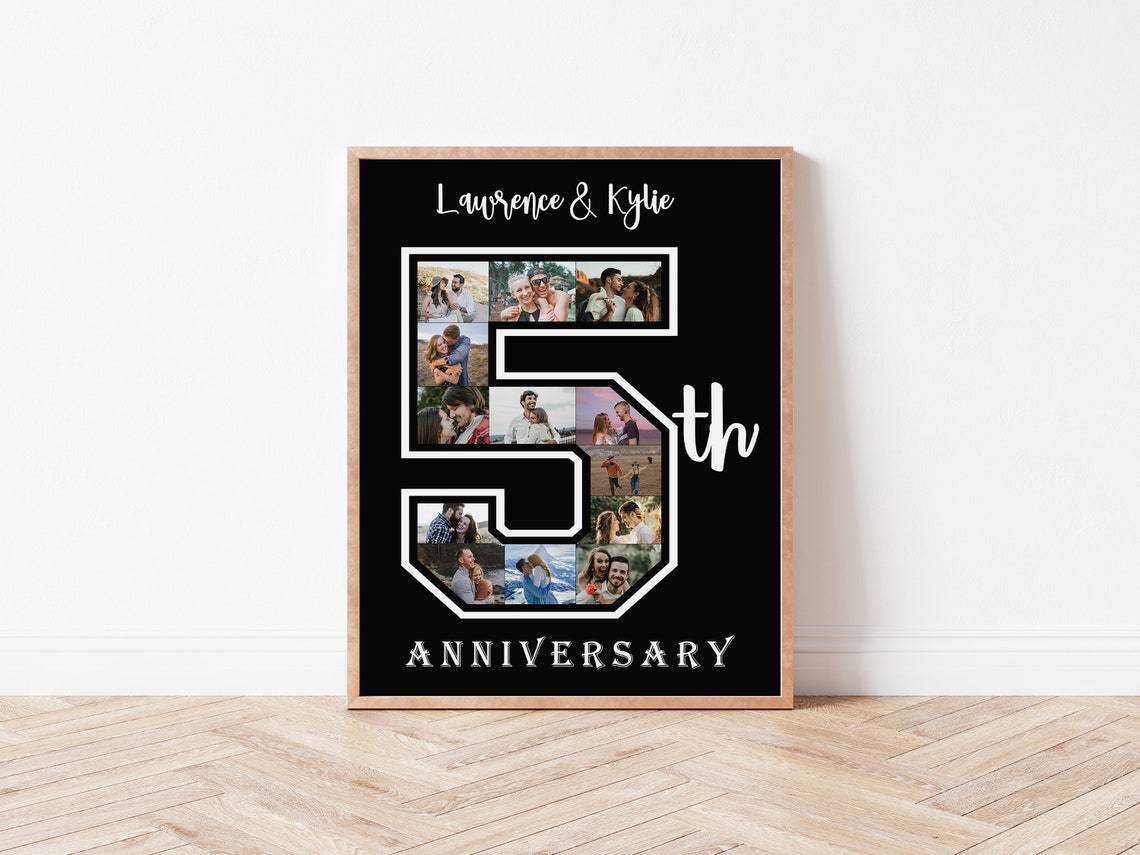Custom 5th Anniversary Gift for Husband Number 5 Year Picture | Etsy