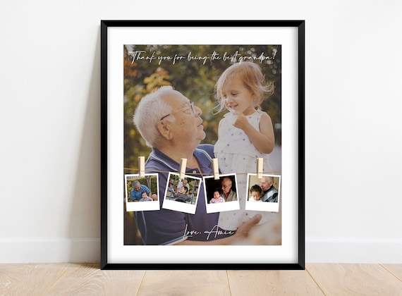 Cornice Porta Foto In Legno Con Clip, Regalo Per Nonno, Per Compleanno, Festa Del Papà, Natale, Con Messaggio Personalizzabile