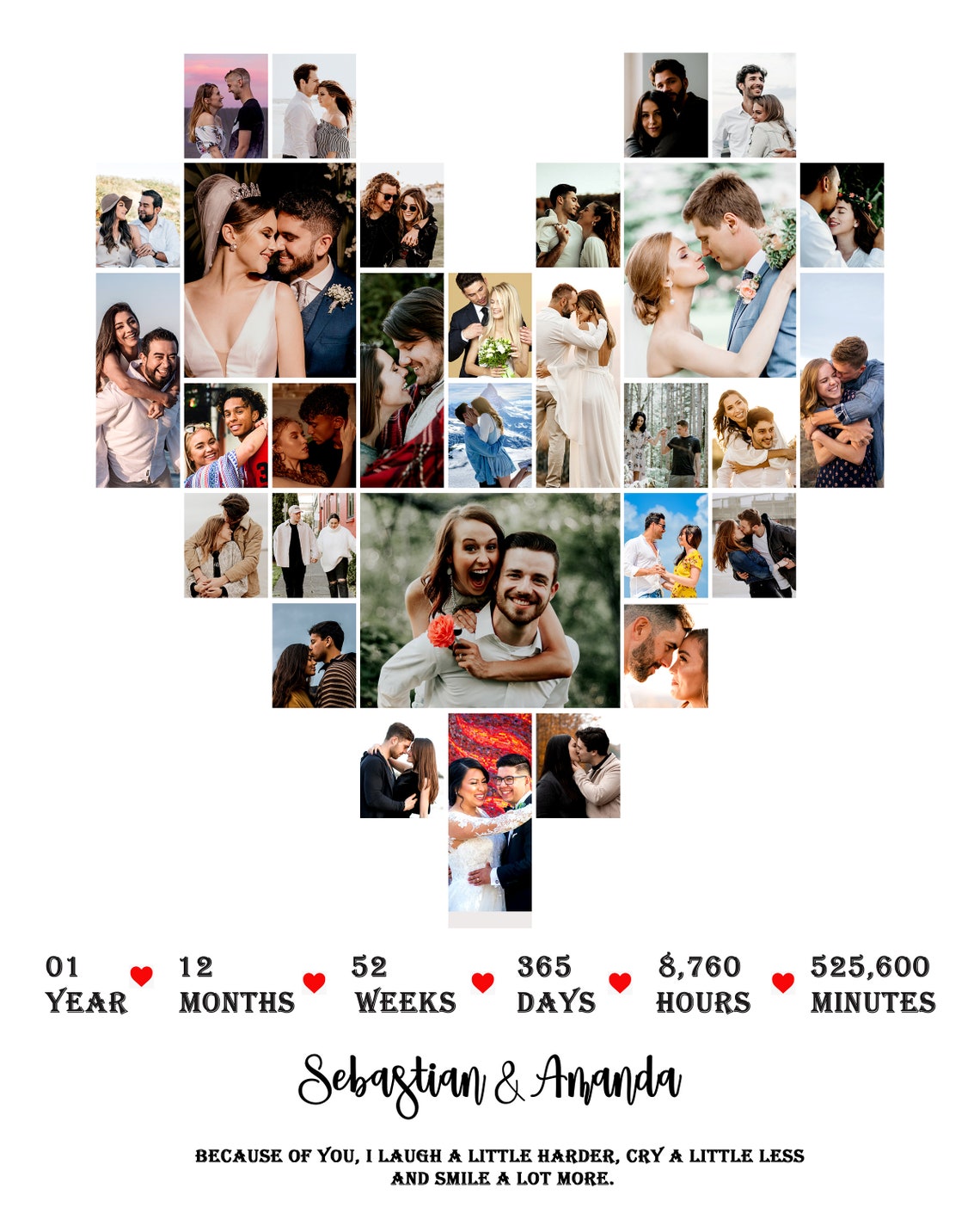 Personalize 1st Year Anniversary Photo Collage Gift 1 Year Etsy