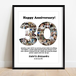 Personalized 30th Anniversary Gift, 30th Anniversary Photo Collage Gift, 30th Anniversary Collage Gift for Parents, 30 Years of Marriage image 4