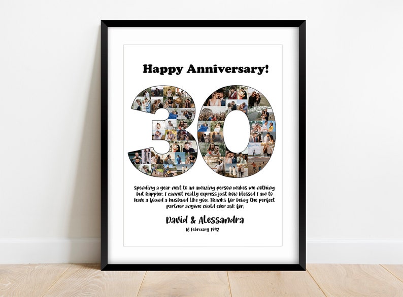 Personalized 30th Anniversary Gift, 30th Anniversary Photo Collage Gift, 30th Anniversary Collage Gift for Parents, 30 Years of Marriage image 4