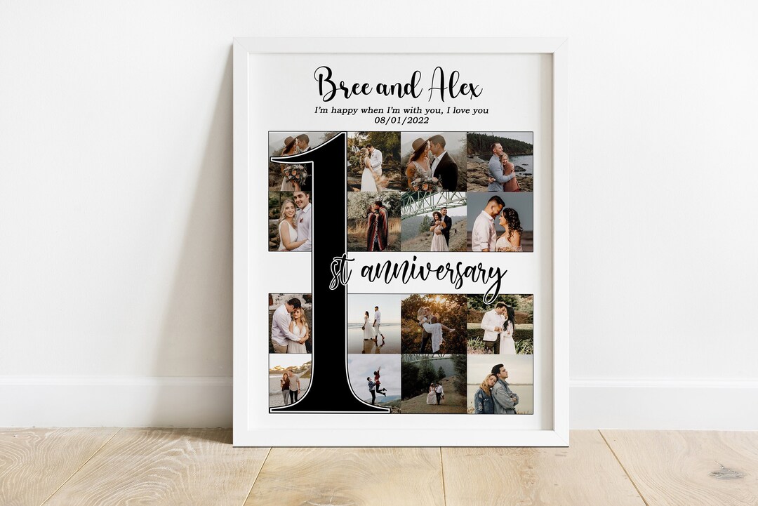 Personalize 1st Anniversary Photo Collage, 1 Year Anniversary Gift for