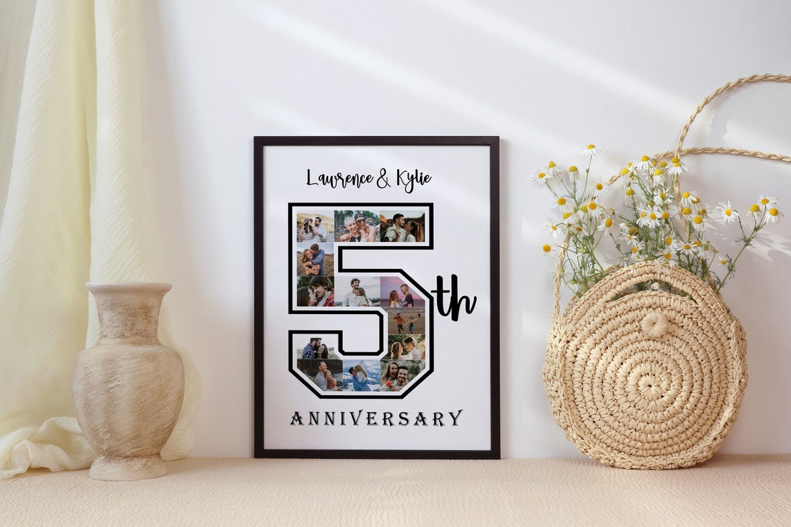 Custom 5th Anniversary Gift for Husband Number 5 Year Picture | Etsy