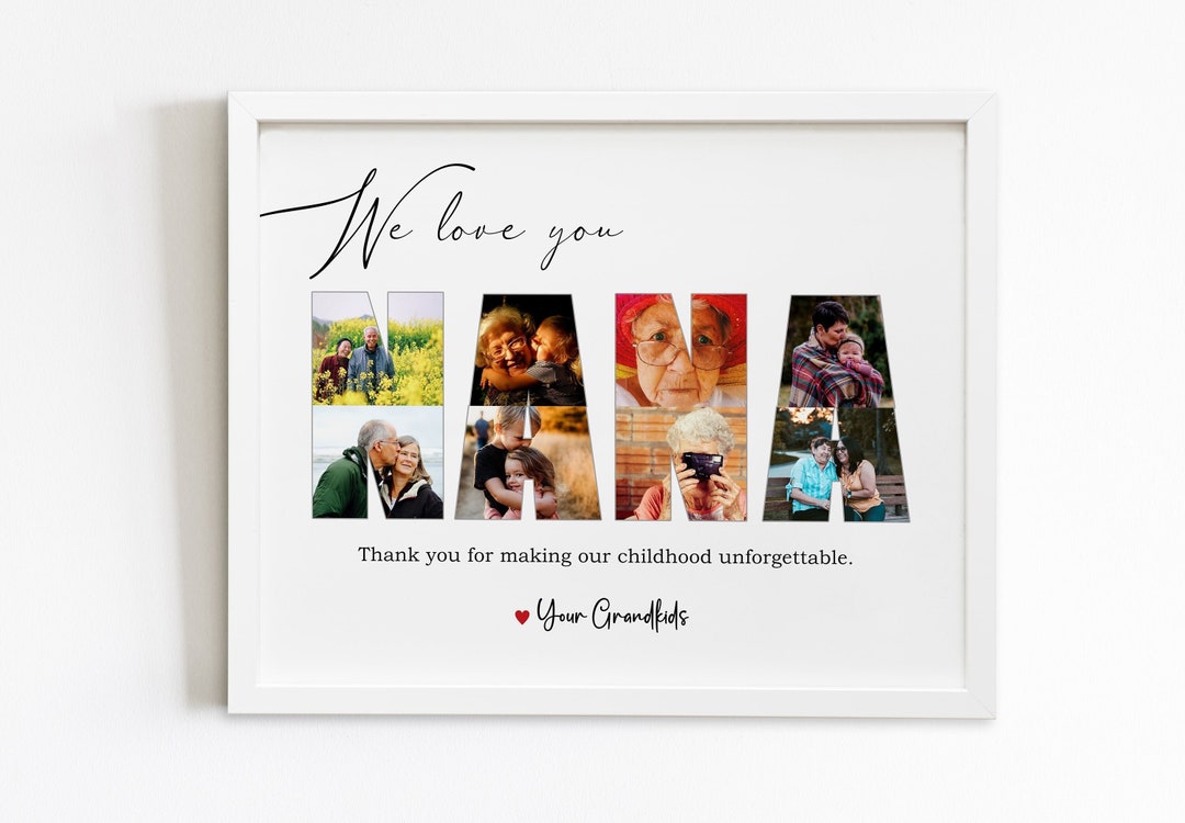 Personalized Nana Photo Collage, Custom Nana Photo Gift, Grandma Gift ...
