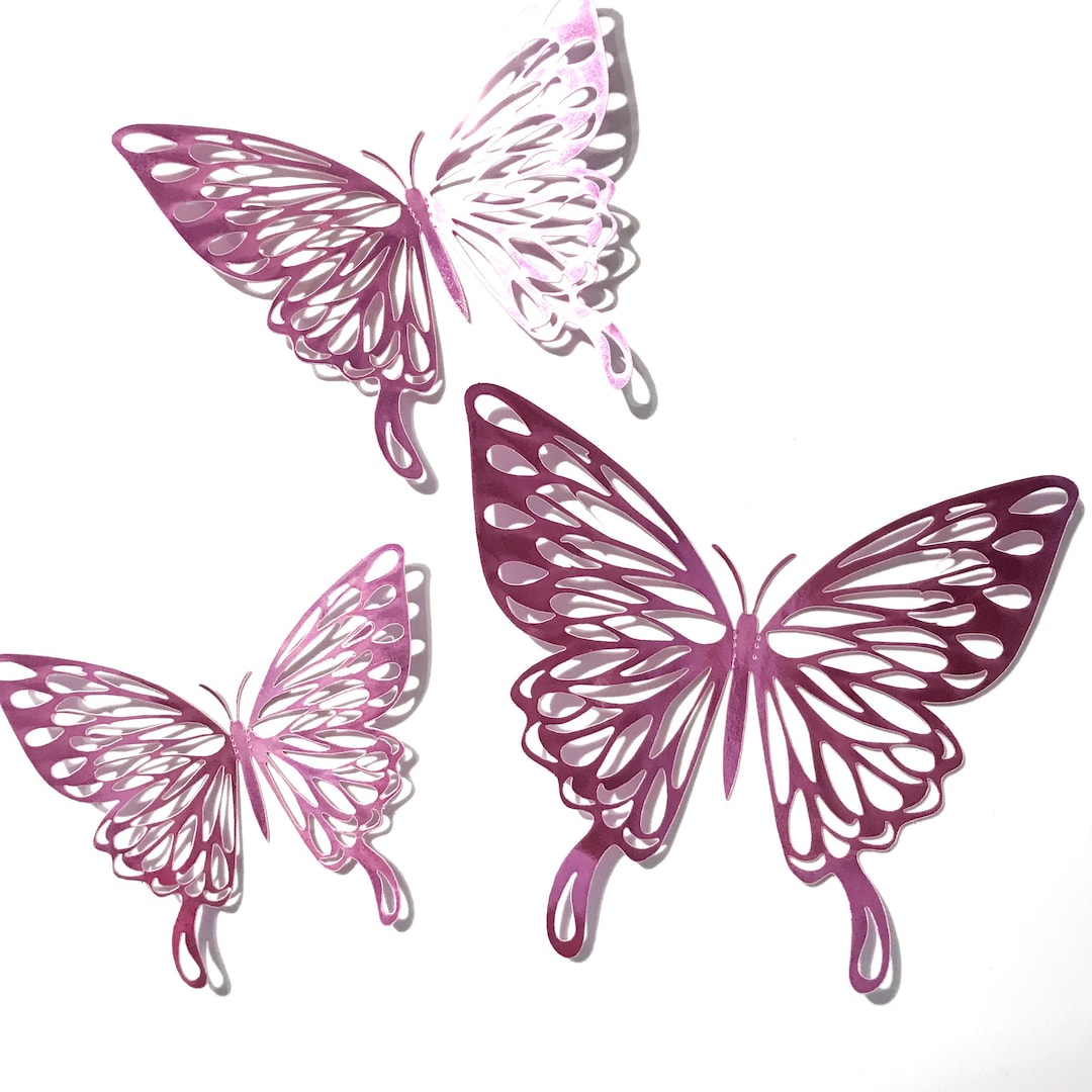 12 Pack of Mixed Size Foiled Butterflies, Cake Decoration, Cupcake