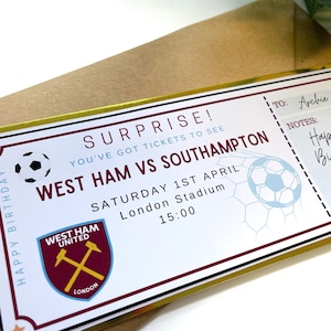 FOOTBALL Personalised Ticket, Football Match, Surprise Gift, Football Voucher, Birthday Surprise, Birthday Present, Football Team, Soccer, image 3