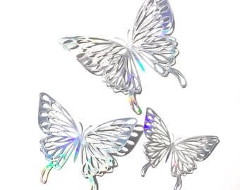 Paquete de 12 mariposas frustradas de tamaño mixto, decoración de pastel, topper de pastel, cupcake, irredescente, rosa, mariposa púrpura, decoración de pared, fiesta, hogar,