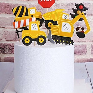 Digger Cake Decoration Set, Construction Cake, Boys Cake, Birthday, Cake Topper, Cake Accessories, Baking Supplies, Birthday Party, Cupcake image 1