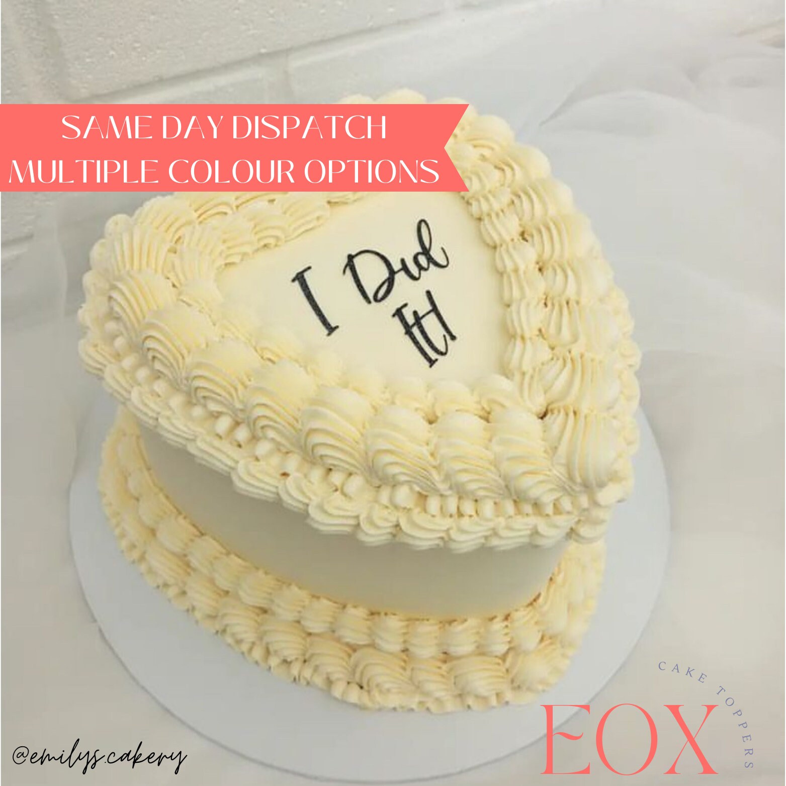 Custom Heart Shaped Cake Topper - Personalized Edible Image For Cakes & Desserts (Choose Your Size) - View #9