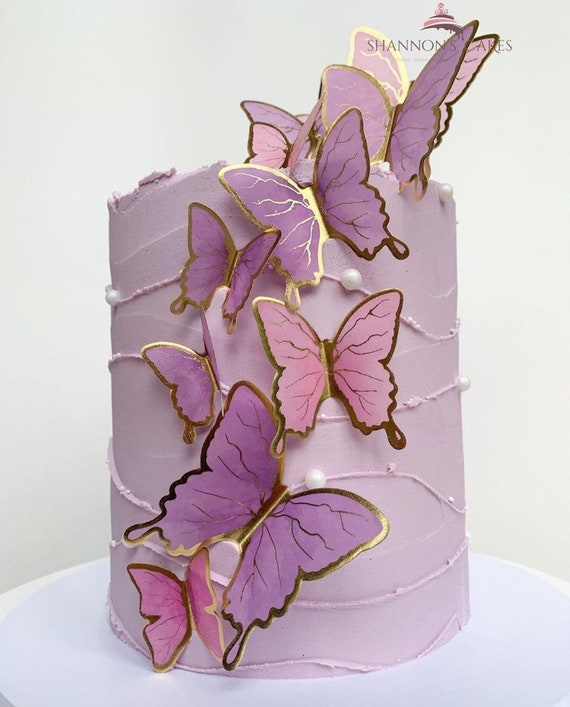 40 decorazioni per torte, decorazione per cupcake 3D, con bastoncini di ferro, farfalla, decorazione per torte, compleanni, farfalle, per matrimoni, anniversari, feste, torte, decorazioni rosa