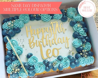 Sheet Cake Topper, Happy Birthday, Glitter Cardstock, Personalised, Custom Cake Topper, Birthday Celebration, CakeTopper, Mirror Card