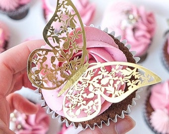 18 x CUPCAKE Size Foiled Butterflies / Cake Decoration, Cake Topper, Gold, Cupcake Toppers, Butterfly, Wall Decor, Party, Home, Pretty,