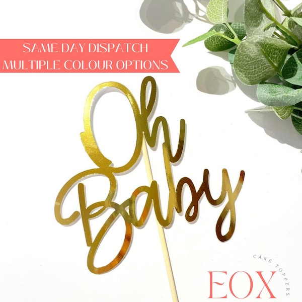 Oh Baby Cake Topper, Glitter Cardstock, Personalised, Custom Cake Topper, Baby Shower