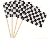 Racing Flag Cupcake toppers / Race Car, Chequered Flags, Boys Birthday, Party Decorations, Formula One, F1, Race Flags, Vintage, Racer Sport