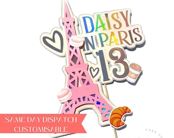 Emily In Paris Cake Topper, Customisable, Parisian, Girly, Pink, Custom Cake Topper, Paris Cake, Personalised In Paris