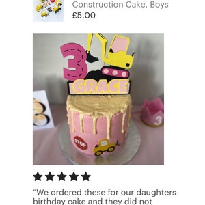Digger Cake Decoration Set, Construction Cake, Boys Cake, Birthday, Cake Topper, Cake Accessories, Baking Supplies, Birthday Party, Cupcake image 7