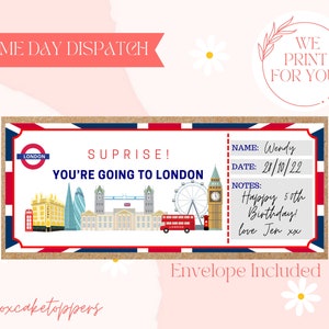 LONDON Personalised Holiday Ticket, Youre going to London Surprise Gift, Holiday Voucher, City Break Surprise, Birthday Present, image 2