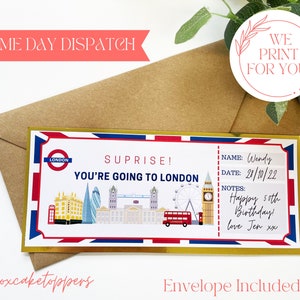 LONDON Personalised Holiday Ticket, Youre going to London Surprise Gift, Holiday Voucher, City Break Surprise, Birthday Present, image 1