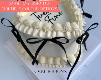 Juego de 10 cintas para tartas, cintas de satén para envolver tartas, elegante decoración para tartas, lazos con forma de corazón, lazos para tartas bento, varios colores