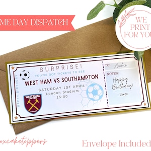 FOOTBALL Personalised Ticket, Football Match, Surprise Gift, Football Voucher, Birthday Surprise, Birthday Present, Football Team, Soccer, image 1