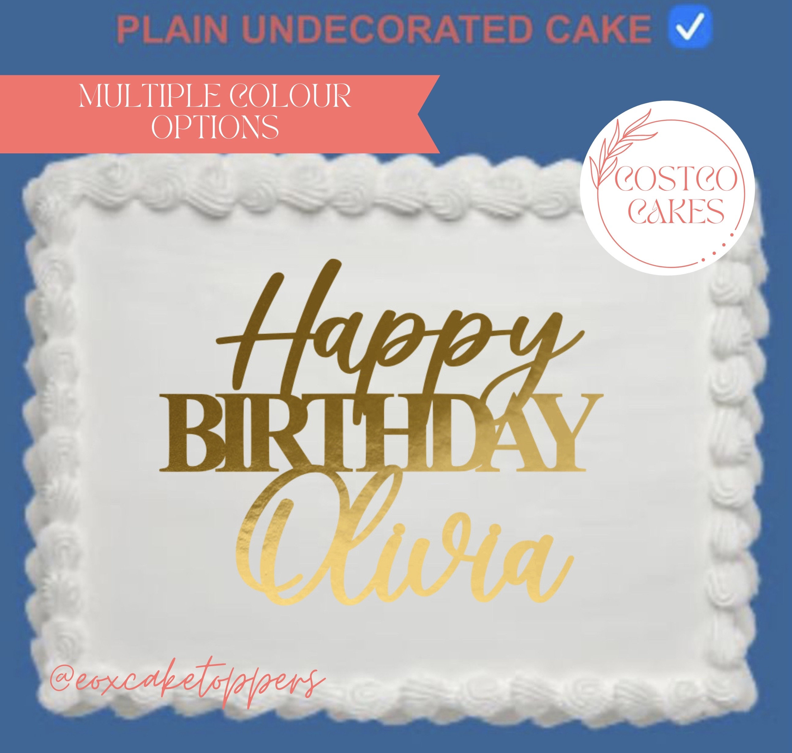 COSTCO CAKE TOPPER, Sheet Cake Topper, Happy Birthday, Glitter