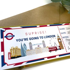 LONDON Personalised Holiday Ticket, Youre going to London Surprise Gift, Holiday Voucher, City Break Surprise, Birthday Present, image 3