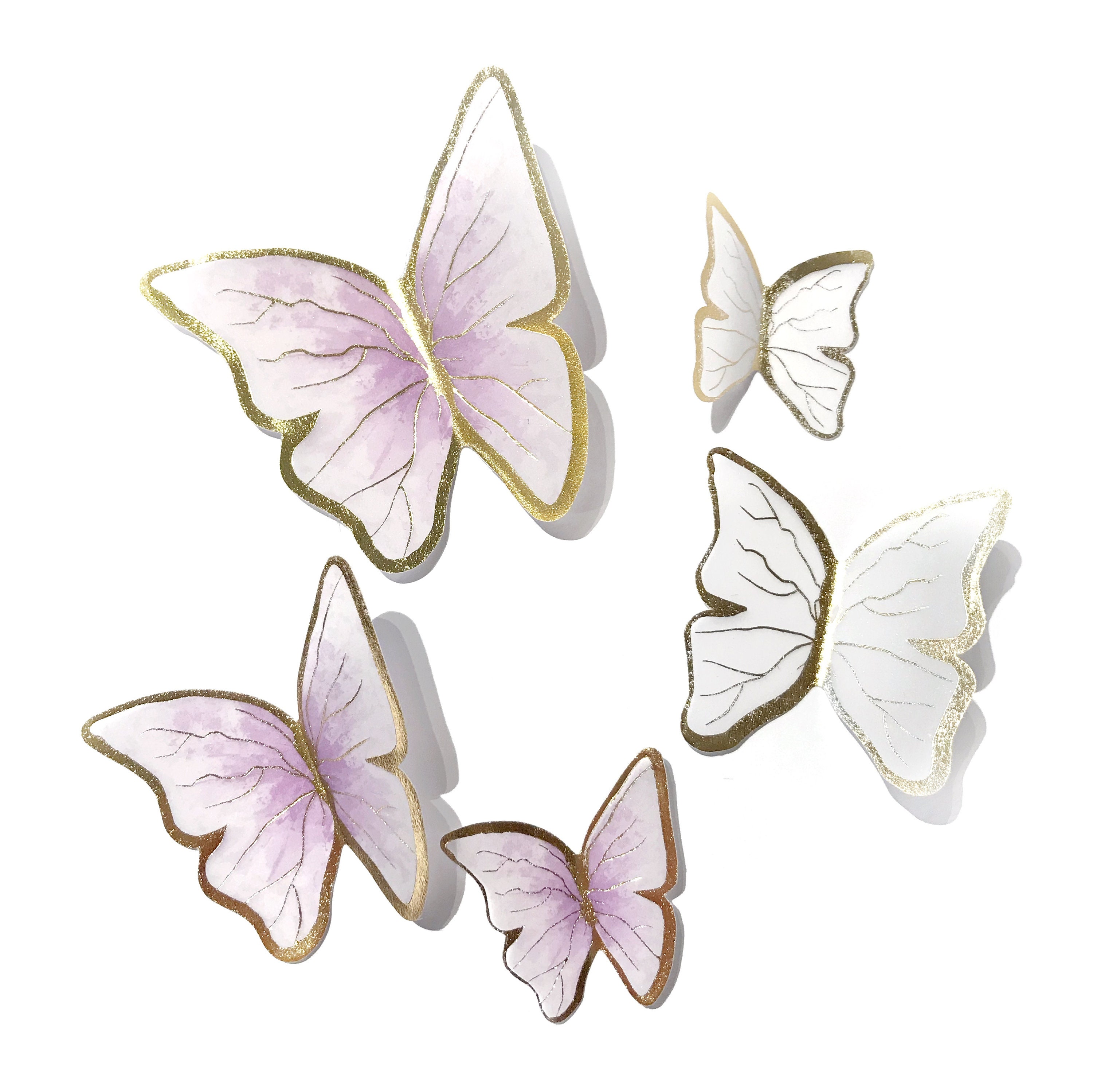12 pièces Topper de gâteau de papillon artificiel d'or de texture  métallique, Décoration de gâteau simulation papillons artisanat de mariage