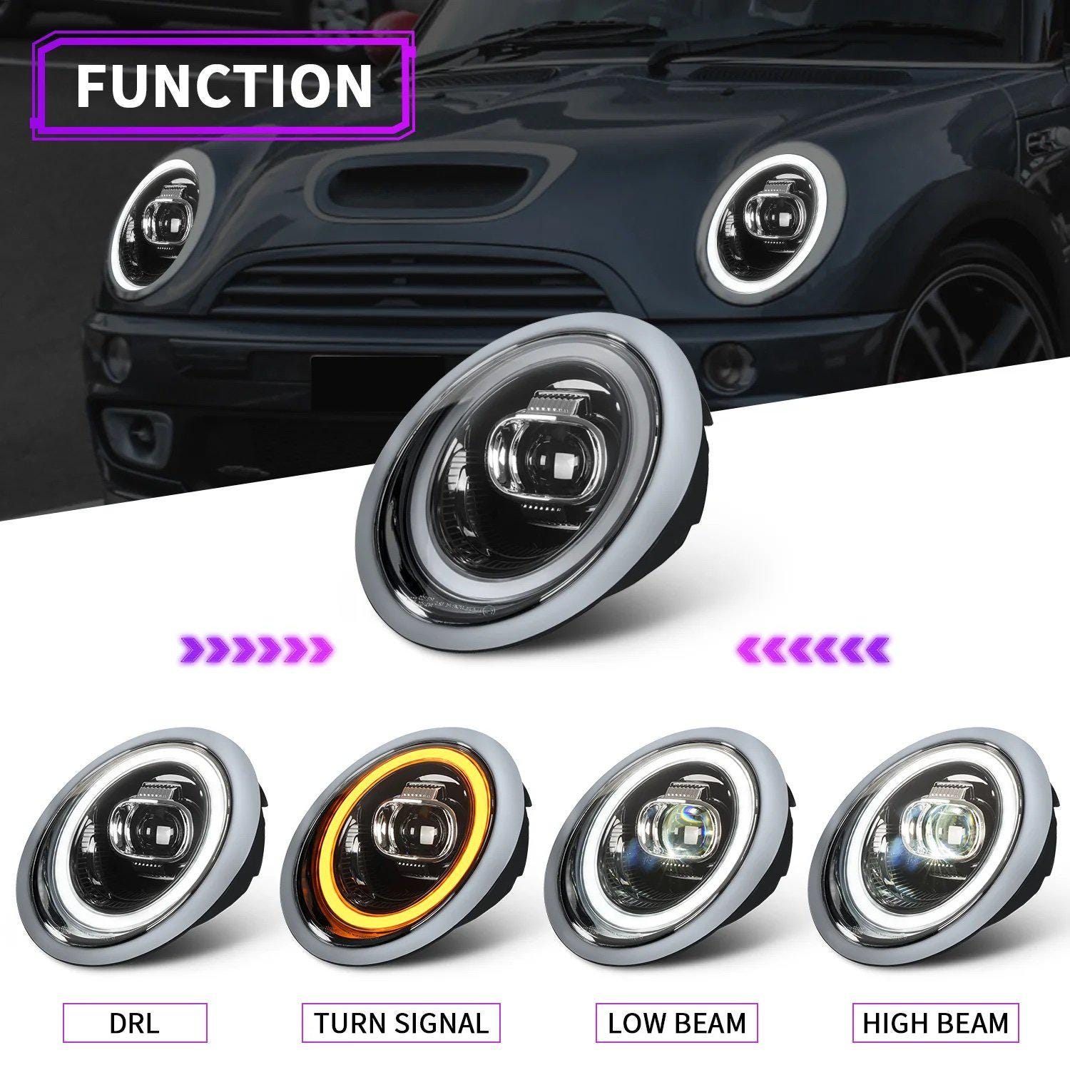 ミニクーパー mini R50 R52 R53 ヘッドライトプロジェクターLED Mini Cooper R50 R52 R53 2001-2007 用 LED プロジェクター ヘッド