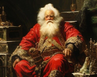 Christmas Santa Claus Art Print, holiday wall decor, ancient santa, gothic