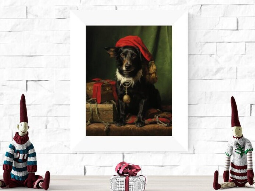 Black Retriever Dog Christmas Art, Black Labrador Christmas Gift ...