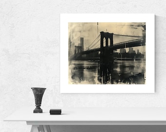 Brooklyn Bridge Art Print, Brooklyn Bridge Wall Art, New York City Art Print, NYC Wall Art Decor, Vintage New York City