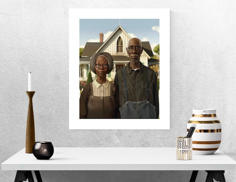 African American Gothic Fine Art Print With Mat, African American Art ...