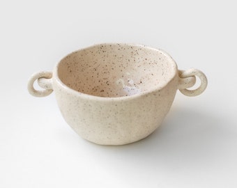 Unique Small Organic Ceramic Bowl with Chain Detail for Snack Bowl and Trinket Bowl