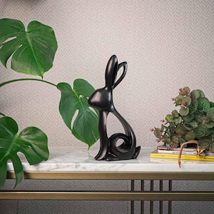 Abstract Rabbit Statue, Abstract Black Decor, Office Decor, Creative Abstract Objects, Christmas Gift, Modern Abstract Table Decor