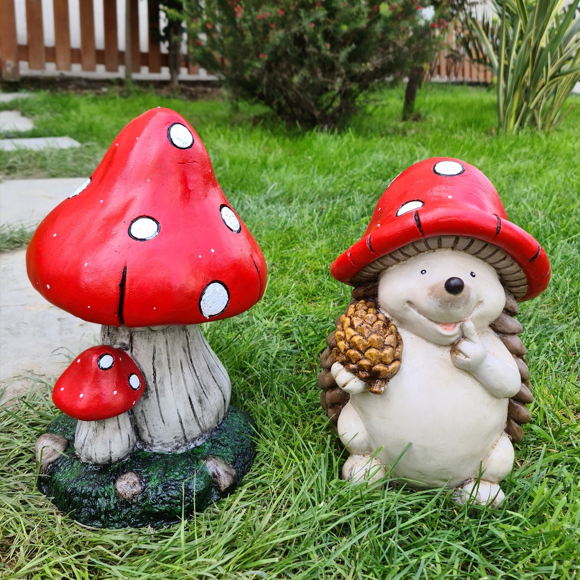 Large Mushroom Statue Garden Statue Mushroom Figurine Etsy