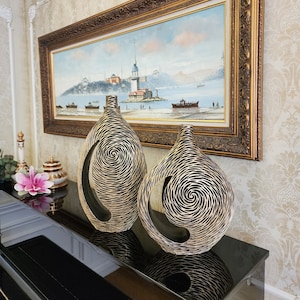 Black Gold Vase Set, Patterned Vase, Gold Decor, Decorative Vase, Home Decor, Livingroom Decor, Large Vase, Luxury Decor, Elegant Home Decor