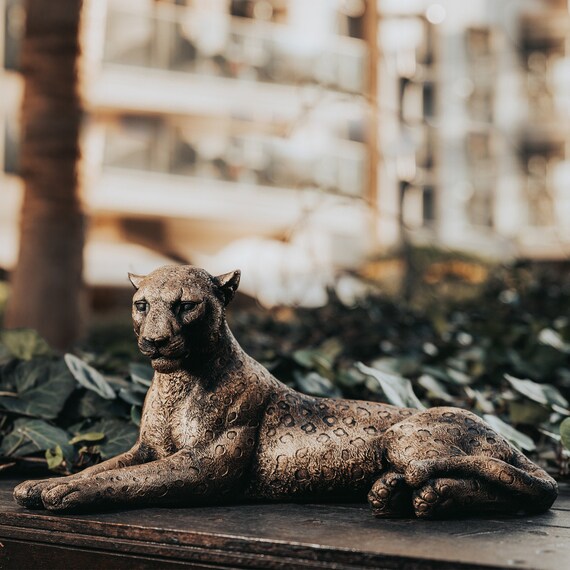 Gold Panther Statue Stretching Panther Sculpture Living Room | Etsy