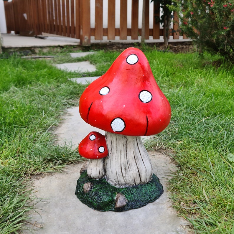 Large Mushroom Statue Garden Statue Mushroom Figurine Etsy