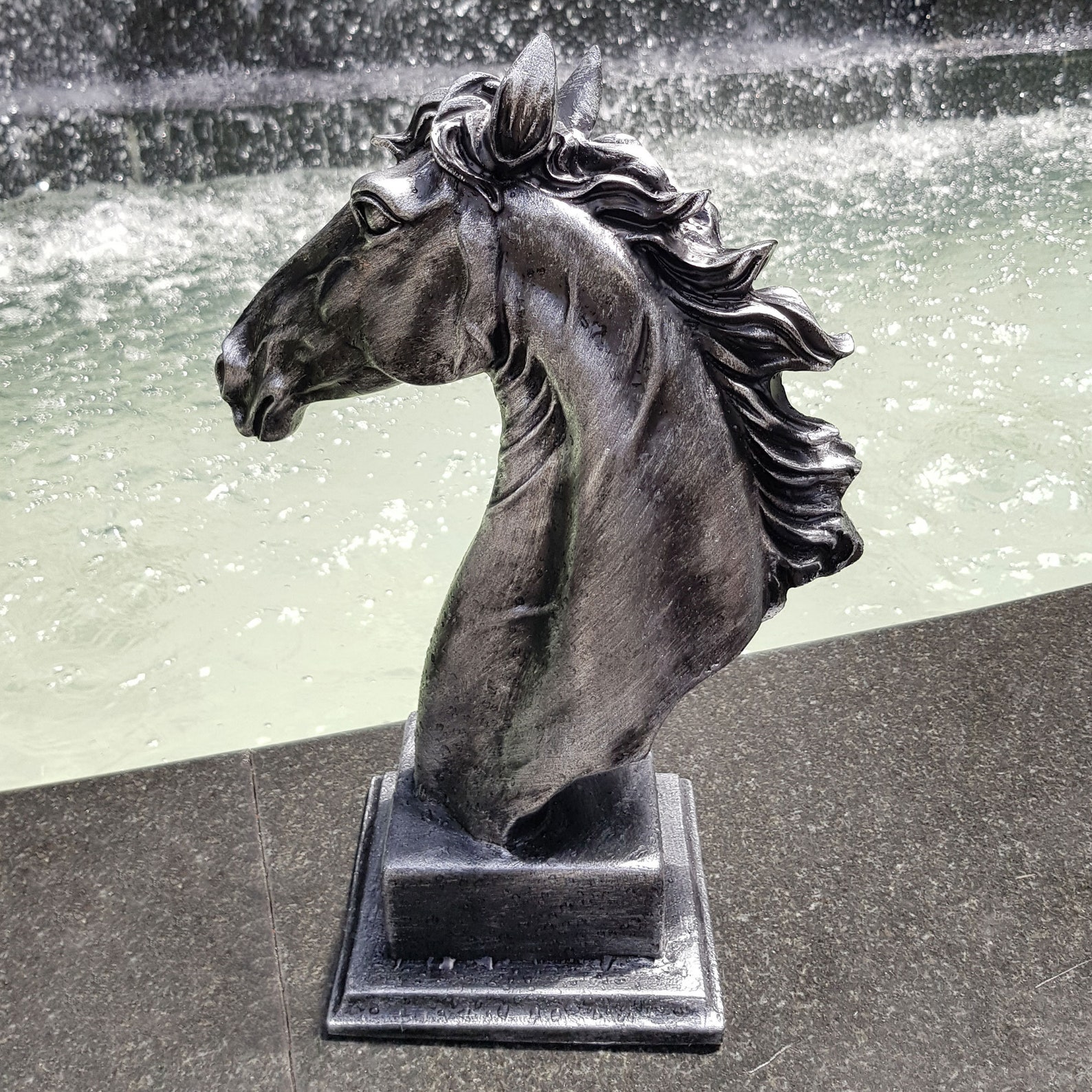 Silver Horse Head Statue Large Horse Sculpture Animal Etsy