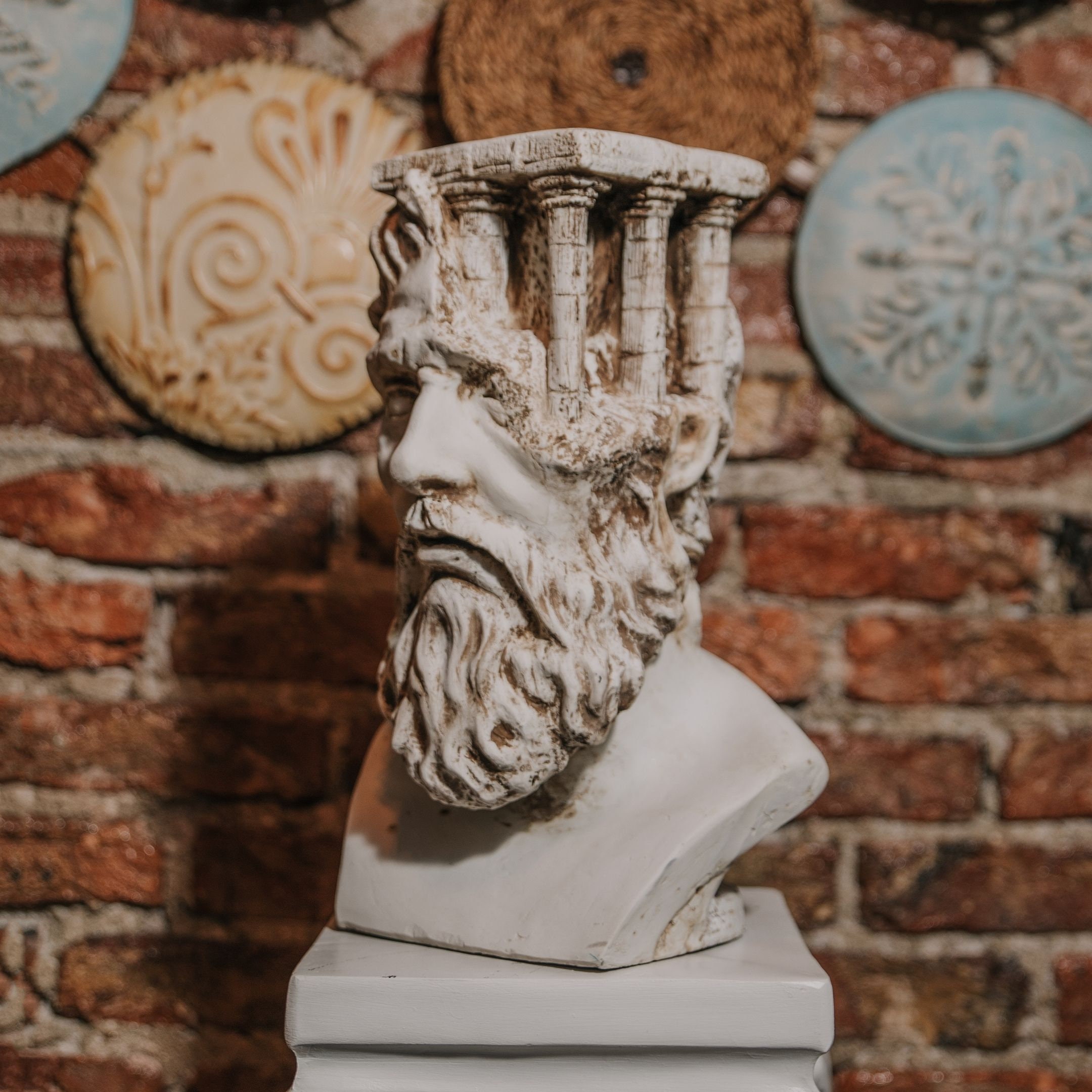 Hand Painted Ivory Greek God Zeus Statue Ancient Greece Large Etsy