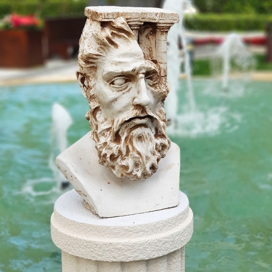 Hand Painted Ivory Greek God Zeus Statue Ancient Greece Large Etsy