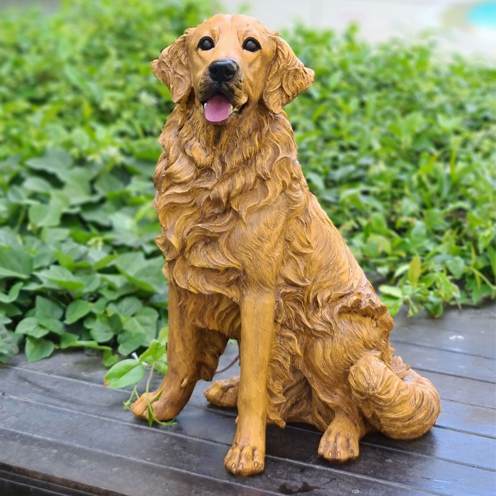Golden R Statue Realistic Golden Retriever Garden Statue, Waterproof Large Dog ...