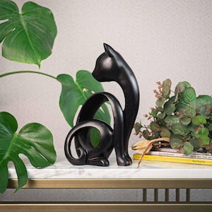Abstract Cat Statue, Abstract Black Decor, Office Decor, Creative Abstract Objects, Cat Lover, Christmas Gift, Modern Cat Statue Home Decor