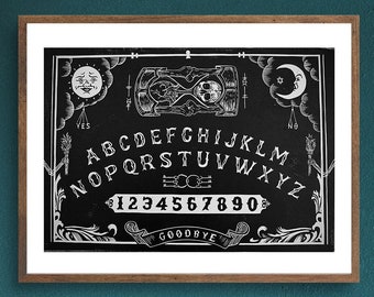 House Party - Ouija Board Art - Original Linocut Print, Hand-Carved, Hand-Printed